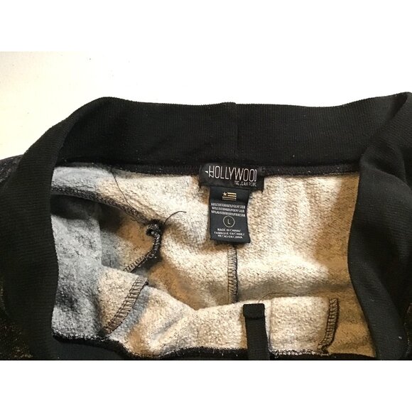 HOLLYWOOD- MENS BLACK/GREY ELASTIC WAIST TAPER LEG JOGGER SWEATPANTS SIZE LARGE - Picture 3 of 6